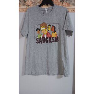 Simpsons Large Grey Sadgasm Animation Television Casual T-Shirt Top